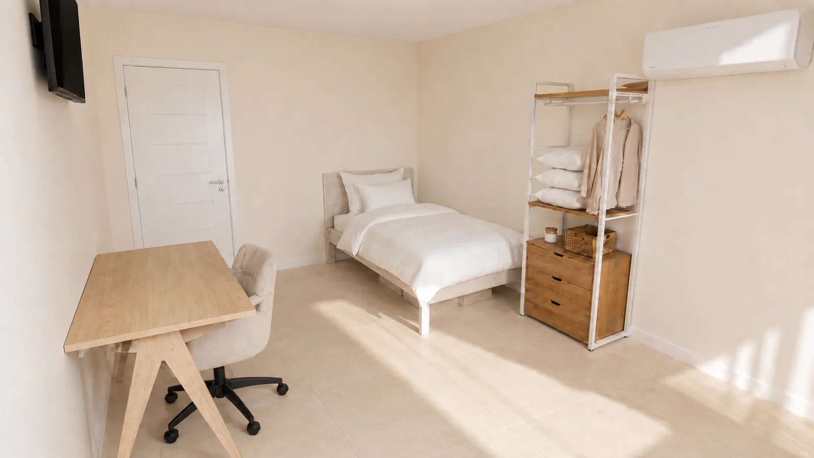 Habitación Santorini (Habitación con terraza privada) para estudiantes en Sevilla, junto a Santa Justa